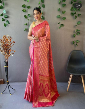 pink soft tissue with leheriya weaving fabric weaving work festive 