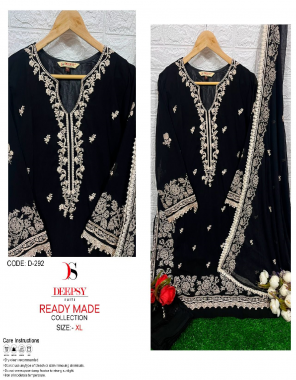 black top - georgette with embroidery with inner | bottom - pure cotton lycra pant | dupatta - pure nazneen chiffon with embroidery attached with lace fabric embroidery work party wear 