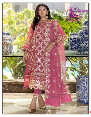 pink top - georgette embroidered | dupatta - nazneen embroidered with frill | bottom - santoon | dupatta - santoon fabric embroidery work ethnic 