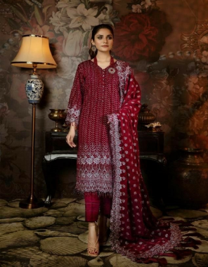 red top - pure velvet with heavy embroidery | bottom - pure pasmina  | dupatta - net with embroidery fabric embroidery work party wear 