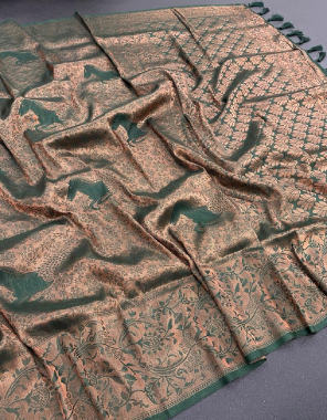 dark green kubera pattu fabric weaving work casual 