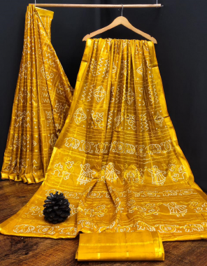 yellow pure cotton chex heavy patola printed fabric printed work festive 