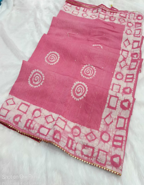pink malmaal cotton with batik print fabric printed work party wear 