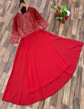 red fox georgette with sequance | length - 52 