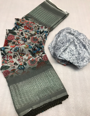 grey weightless georgette saree  fabric printed work ethnic 