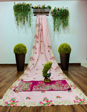 pink saree - rangoli silk with thread sequance work | blouse - phantom silk with thread sequance work fabric thread sequance work work festive 