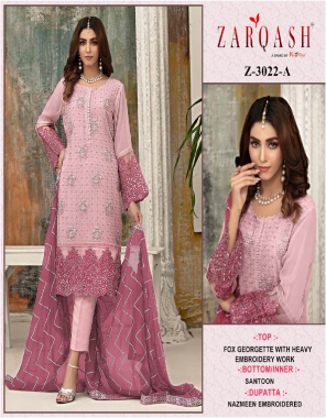 pink top - georgette embroidered with heavy handwork and pearl work | dupatta - nazneen embroidered | bottom / inner - santoon fabric embroidery work ethnic 