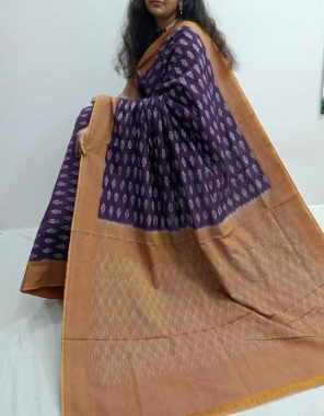 purple soft cotton with ikkat pattern fabric printed work festive 