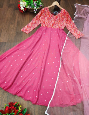 pink georgette | complete linning | length - 50 