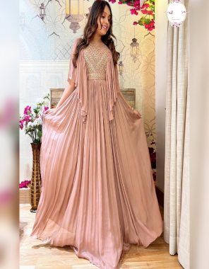 pink gown - fox georgette with sequance work | inner - micro cotton | length - 54 inch | flair - 3.30 m | belt - gown with belt available fabric sequance embroidery work ethnic 