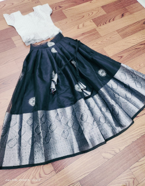 black lehenga - pure naylon organza silk ( semi stitched ) | blouse - nylon silk ( full stitched )  fabric embroidery work party wear 