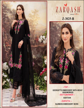 black top - georgette heavy embroidery | bottom - dull santoon | dupatta - nazmeen embroidery  fabric embroidery work festive 