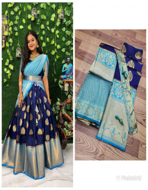 navy blue lehenga - pure kanjivaram silk zari weaving ( 3 m) | blouse - kanjivaram silk ( 1 m) | dupatta - pure kanjivaram silk ( 2.20 m)  fabric weaving work ethnic 