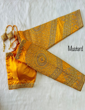 musterd heavy phantom silk | back side open | heavy 22 inch long sleeves |heavy soft padded  fabric heavy embroidery work casual 