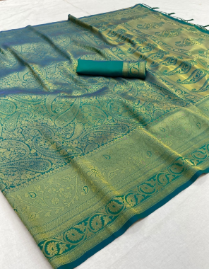 dark green kanchipuram soft silk fabric weaving work festive 