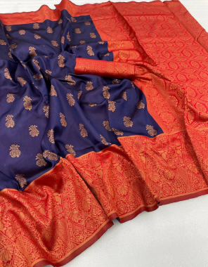 blue banarasi soft silk  fabric weaving work festive 