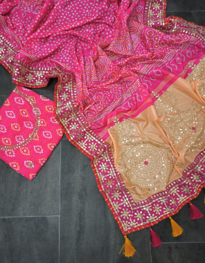 pink saree - soft vichitra silk with digital printed | blouse - vichitra silk fabric digital printed work festive 