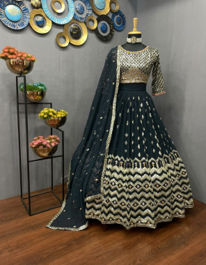 black choli - georgette | inner - crep | size - unstitch upto 42 | lehenga - georgette | inner - crep | stitching type - semi stitch upto 44 | flair - 3m cancan and canvas | dupatta - georgette with sequance fancy lace  fabric embroidery  work ethnic 