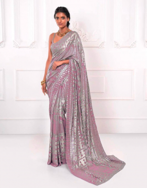 pink saree - georgette with sequance | blouse - georgette  fabric sequance work festive 