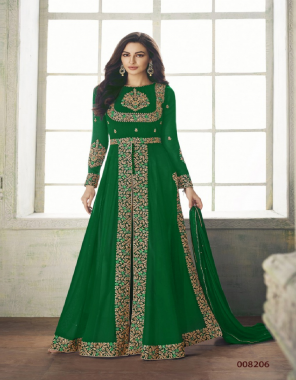 green top - georgette with coding embroidery work | sleeves - coding georgette with embroidery | inner - santoon | bottom - santoon | dupatta - nazmin chiffon | length - max upto 56 | size - max upto 44  fabric embroidery work casual 