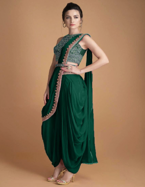 dark green blouse - tapeta with embroidery sequance | stitching - unstitch | chudidar - georgette with embroidery sequance work | stitch - upto 44 full stitch with camar belt | dupatta - georgette embroidery sequance  fabric embroidery sequance work party wear 