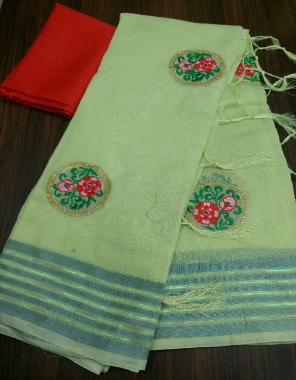 pista original linen  fabric embroidery work festive 