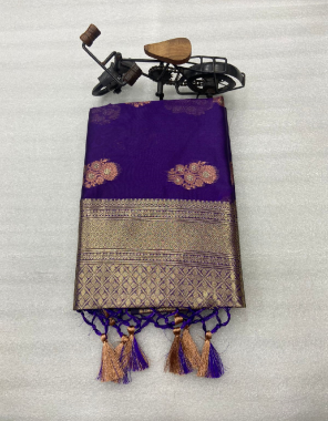 purple soft organza silk  fabric weaving work ethnic 