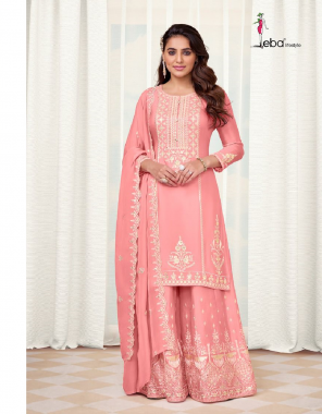 pink top - heavy chinon with embroidery work | plazzo - heavy chinon with embroidery work front back | dupatta - heavy chinon embroidery fabric embroidery work casual 