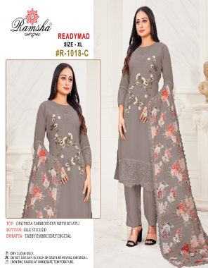 grey top - organza embroidery & khatli work | bottom - silk ( stitched ) | dupatta - printed silk embroidery  fabric embroidery work festive 