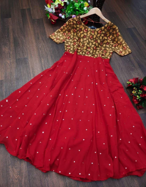 red georgette | complete linning | sleeves - 3/4 th | flair - 3.5 m | length - 50