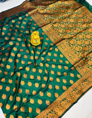 dark green pure silk with copper jari fabric weaving work festive 