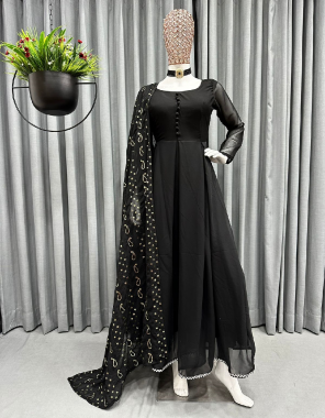 black suit - faux georgette with inner | dupatta - faux georgette thread seuqnace work ( 2.2 m)  fabric thread work  work casual 