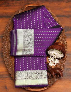 purple soft lichi silk fabric weaving work festive 