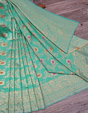 green soft lichi silk  fabric weaving work casual 