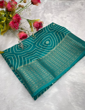 rama dolla silk with bandhani printed  fabric printed work casual 