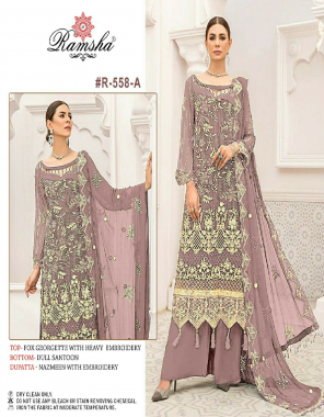 purple top - fox georgette with heavy embroidery | bottom - dull santoon | dupatta - net with embroidery (pakistani copy) fabric embroidery  work casual 