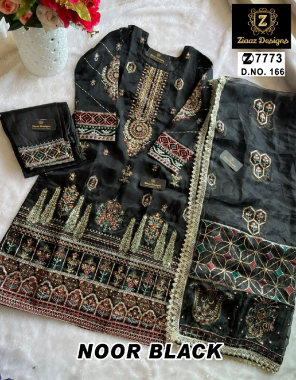 black top - organza embroidered with moti hand work | bottom & inner - santoon | dupatta - organza heavy embroiderd with sequance embroidery lace fabric embroidery work ethnic 