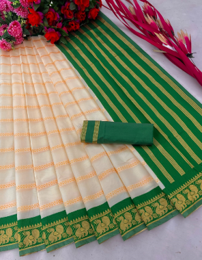 green soft silk fabric weaving work casual 