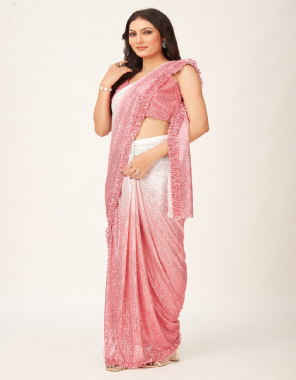 pink blouse - ombre sequins work | saree - imported fabric with ombre sequin work | size - 36 ( ready ) 2 - 2 inch marging extended to 40 fabric sequance  work casual 