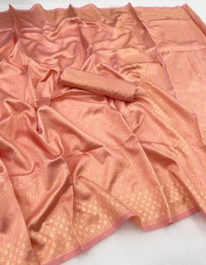 pink banarasi soft silk fabric weaving work casual 