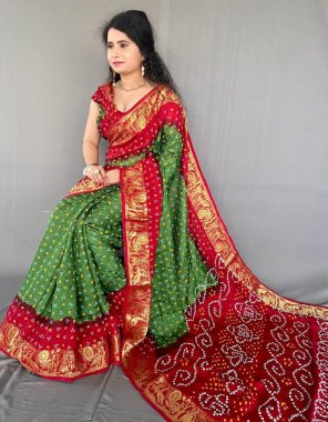 green saree - art silk | blouse - running  fabric weaving work casual 