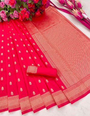 red soft lichi silk  fabric weaving work casual 