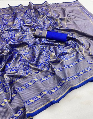 navy blue banarasi soft silk fabric weaving work festive 
