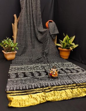 black tapeta silk with lagdi patta fabric weaving work ethnic 