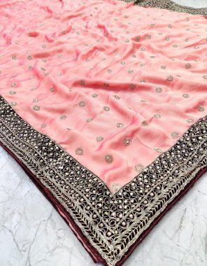 pink fancy light rangoli silk fabric heavy embroidery work festive 