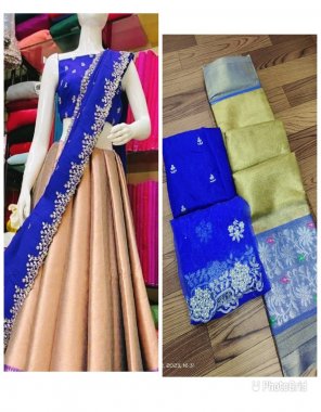 peach lehenga - kanjivaram silk ( 3 m) | blouse - kanjivaram silk ( 1 m approx ) | dupatta - organza with 2 side piping ( 2.20 )  fabric embroidery work party wear 