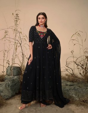 black salwar plazzo dupatta - georgette | salwar length - 55 inch | dupatta - 2.30m  fabric sequance embroidery work ethnic 