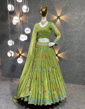 pista lehenga - faux georgette with sequance work with canvas patta | inner - micro silk | length - 42 
