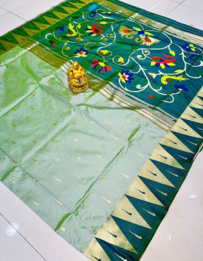 pista soft pure silk paithani fabric weaving work festive 