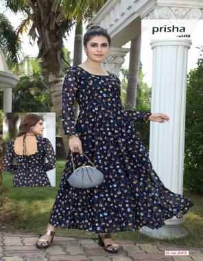 navy blue heavy georgette with malai crep linning | back pattern with knot | length - 50+ 